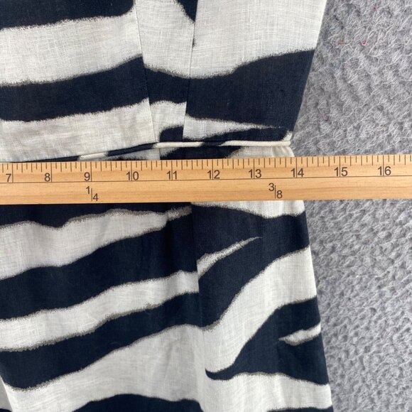Banana Republic Dress Women 10 Ivory Black Zebra Stripe Linen Sheath Career Work - Picture 9 of 11